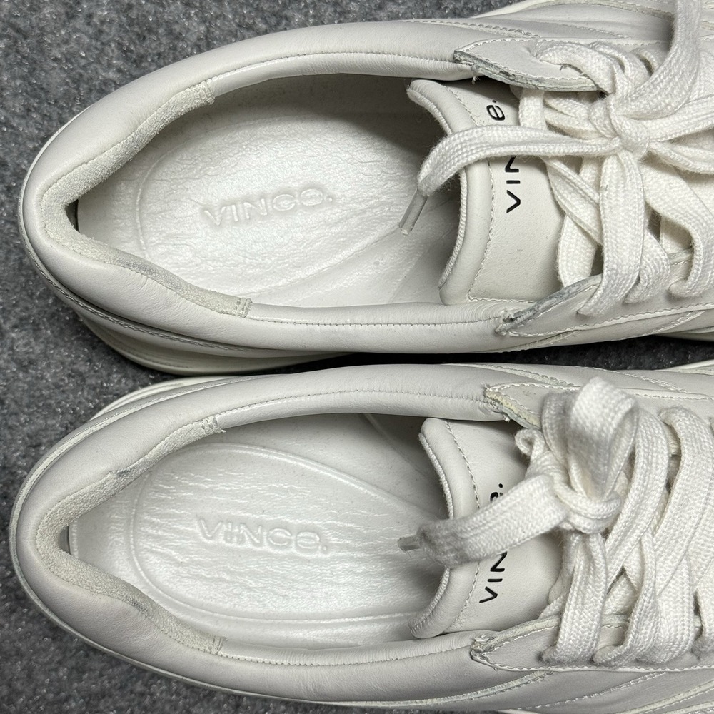 VINCE Sneakers Mens 12 46 All White Warren Retro Lace Up Casual Shoes NEW - Picture 10 of 11